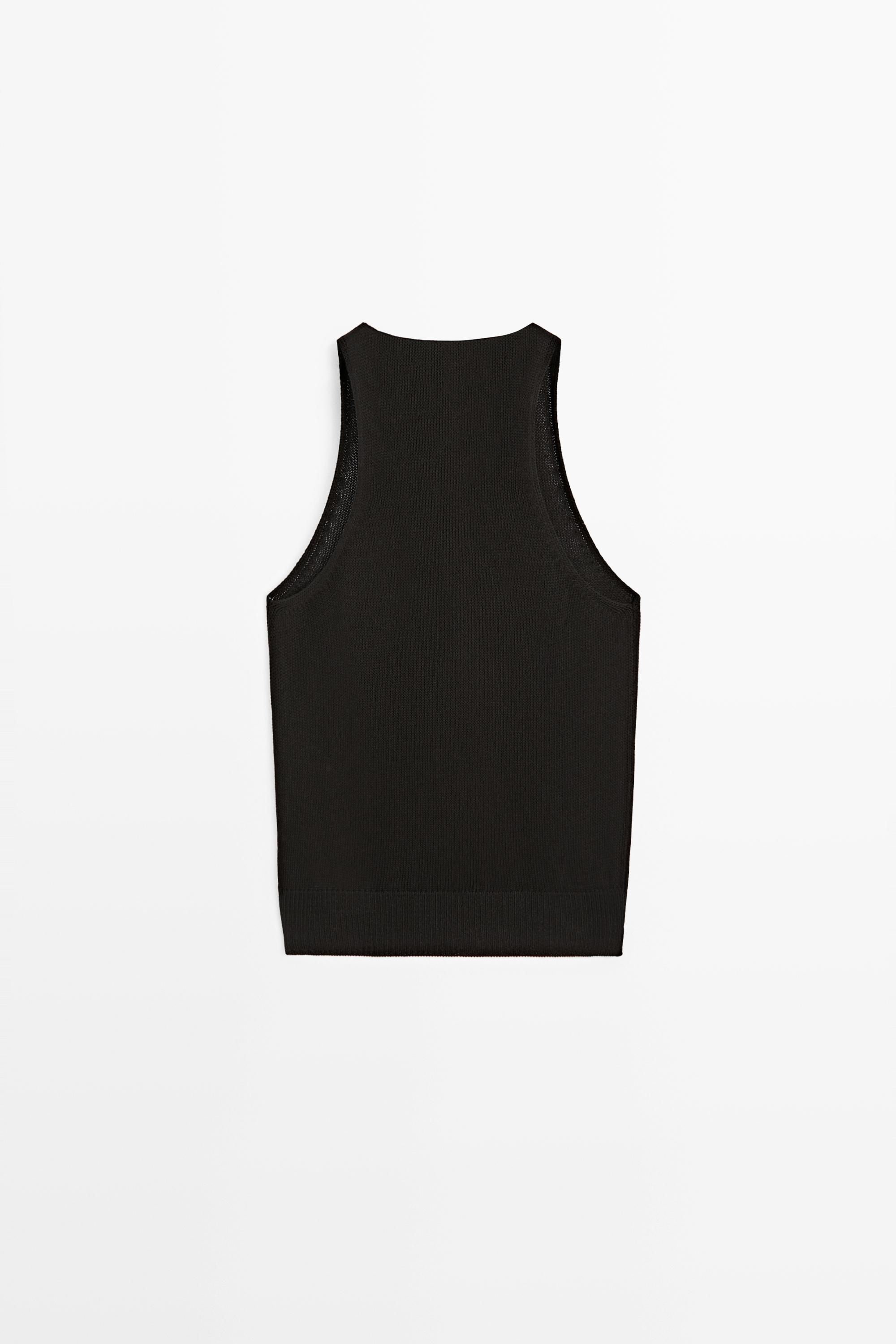Top maille encolure américaine sans manches